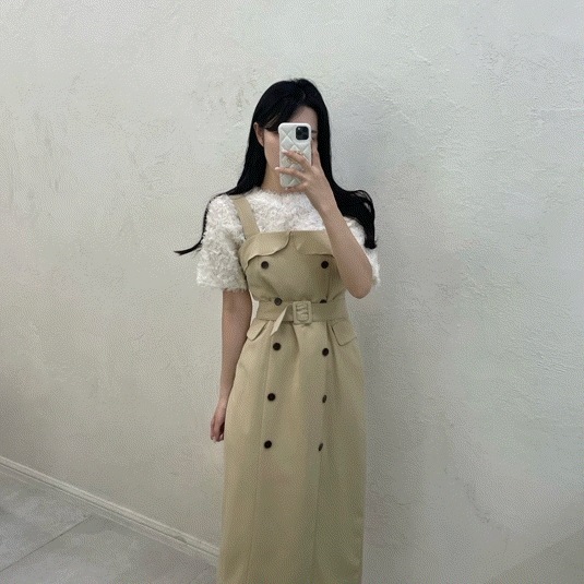 [ブラウスset/ 安いX 結婚式ルック] トレンチ シャイル ツーピース ベルト ロングワンピース ロングops 3pcs