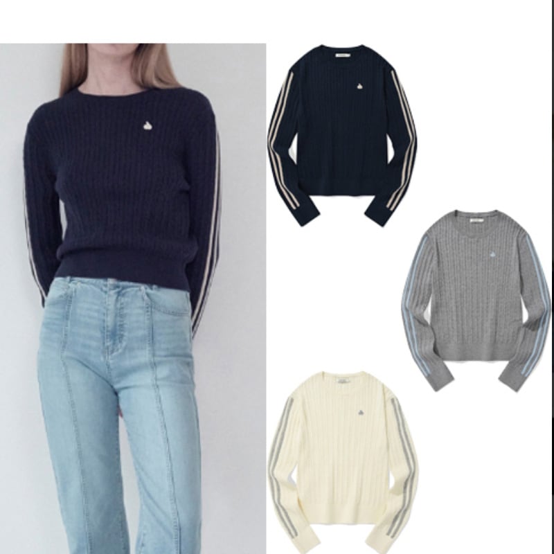 PLAIN LINE POINT CABLE KNIT 8,248円