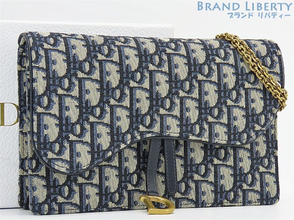 未使用クリスチャンディオールオブリークジャカードサドルポーチ2WAYチェーンショルダーバッグチェーンウォレット