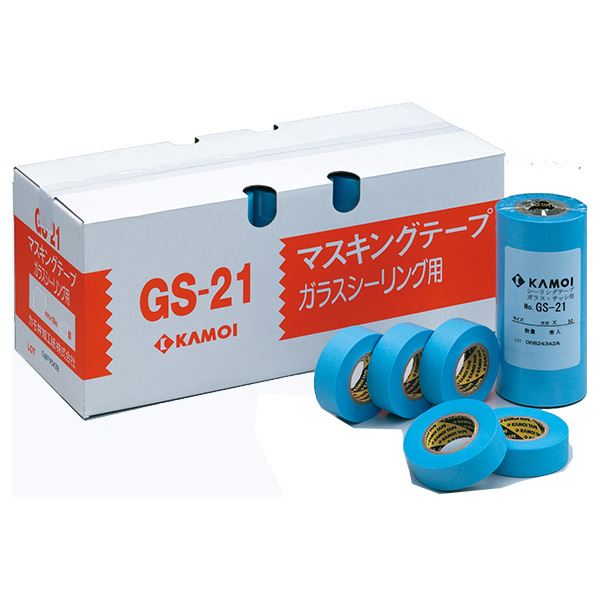 【送料込】 ガラス/サッシ用マスキングテープ GS-21 18mmx18m 水色(70巻入 テープ・結束具