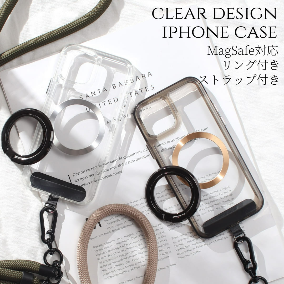 iphone13 ケース クリア リング付き ショルダー iphone13mini iphone13Pro iphone13ProMAX マグセーフ magsafe リング ホルダー マグネット 13