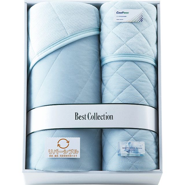 涼感&吸水速乾リバーシブルキルトケット&敷パット グリーン