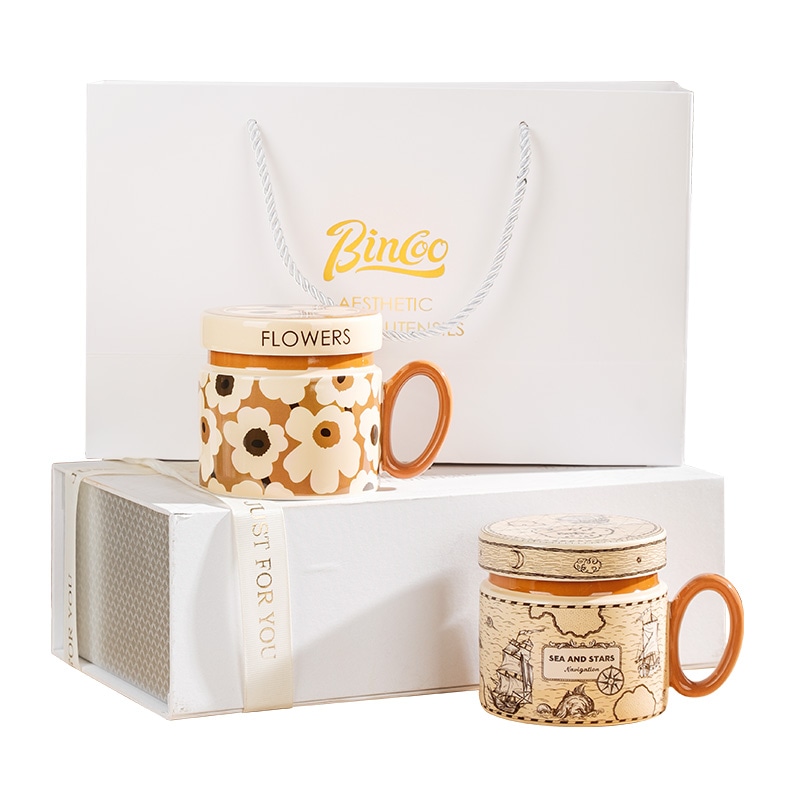 レトロマグカップシリーズコーヒーカッププレミアムカップ皿セット誕生日ビジネス結婚引越し土産