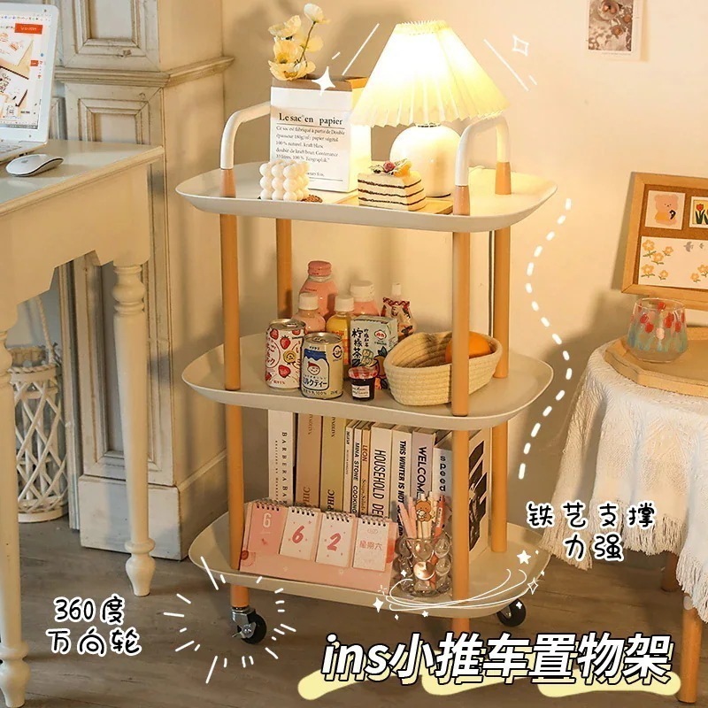 INS式 可動台車 置物 棚 おやつ収納 二層ネット 赤 寮 お気に入り ベッドサイド 寝室 神宝