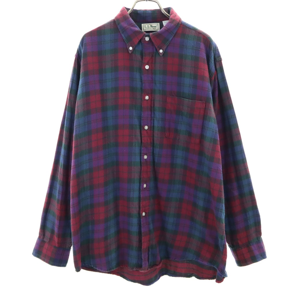 70s 80s チェック 長袖 ネルシャツ L レッド系 アウトドア オールド ヴィンテージ メンズ