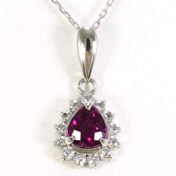 PT900 プラチナ PT850 ネックレス ルビー 0.53 ダイヤ 0.16 中古