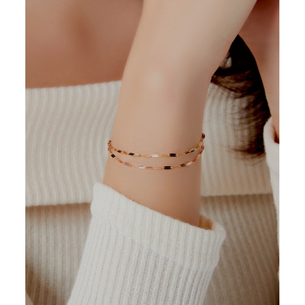 ヘレンジュエリー 14K 18K ダブルレモンチェーンレイヤードブレスレット