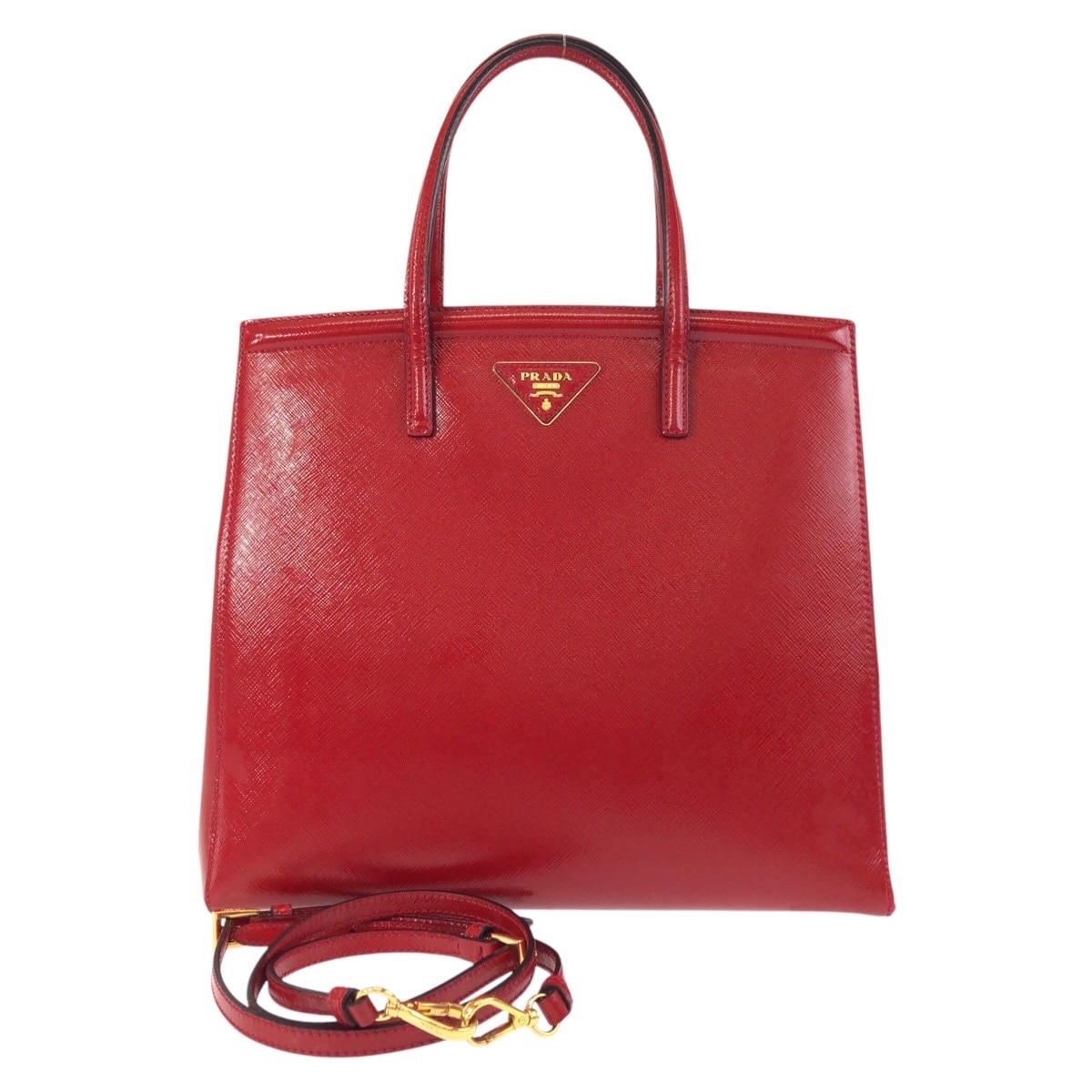 美品 サフィアーノ レッド ゴールド金具 レザー トートバッグ ショルダーバッグ 2way レディース 501266