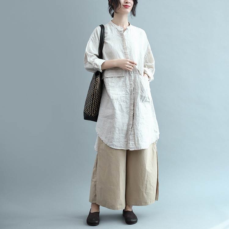 トップス シャツ ミドル丈 袖あり 長袖 ルーズ ポケット 前開き 綿 リネン 薄手 コットン 大人可愛い きれいめ シンプル カジュアル 大人 上品 お洒落 かっこいい レトロ 大人女子 こなれ感