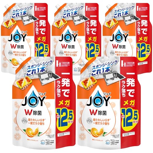ジョイ W除菌 食器用洗剤 贅沢シトラスオレンジ 詰め替え 1620mL×5袋 [大容量] [ケース品]