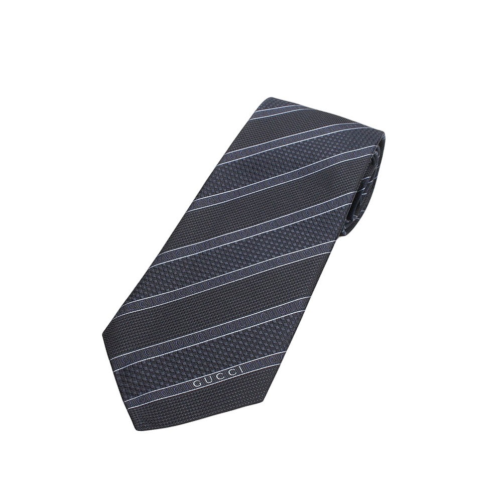 ネクタイ 499694-4B002-4100 メンズ シルク レジメ ストライプ シルク ネイビー ネクタイ