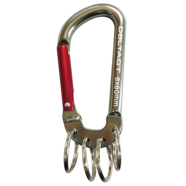 (業務用50個セット) DTアルミカラビナ キーリング付き8mm (ガンメタSXレッド) DT-AKT-385