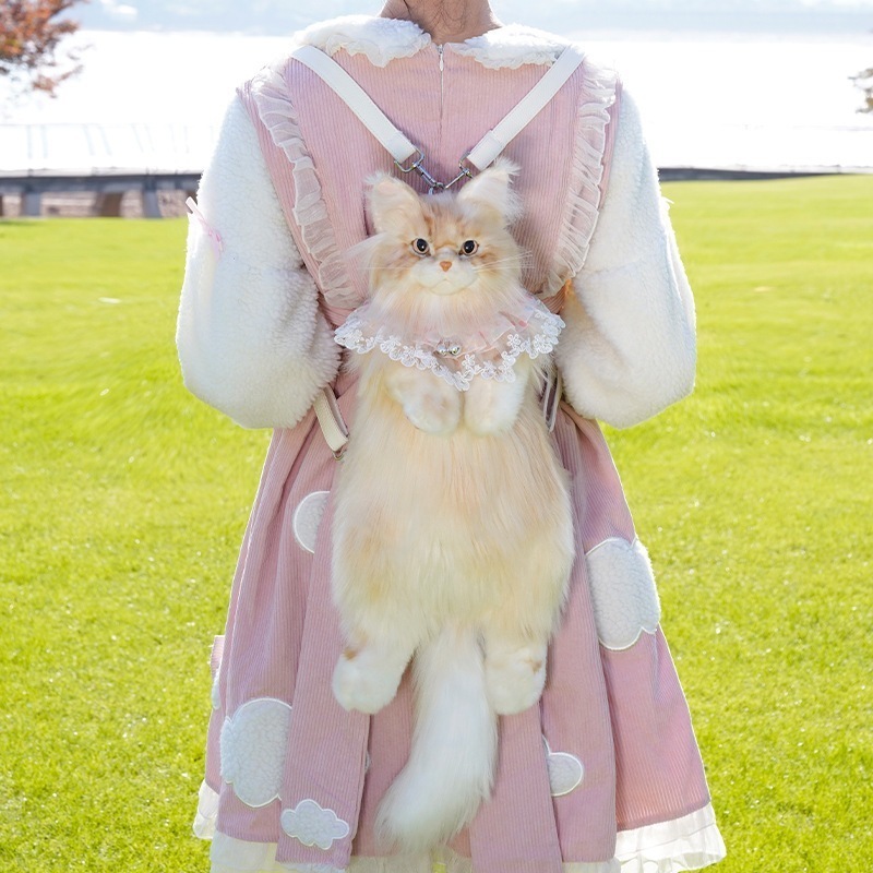 （ライトなし） メインクーン猫のリュック型ぬいぐるみかわいい人形のおもちゃ誕生日プレゼント