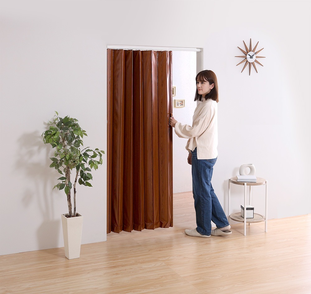 アコーディオンドア 突っ張り パネルドア つっぱり 木目調 無地 おしゃれ DIY 取付簡単 シンプル ウッド調 100×175cm