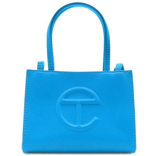 TELFAR 2WAYバッグ スモール シアン ショッピング バッグ ポリウレタン ポリエステル ブルー シルバー金具 青 ショルダー 【中古】