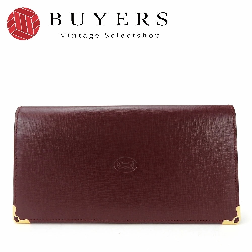 カルティエ CARTIER 二つ折り財布 マストライン ボルドー