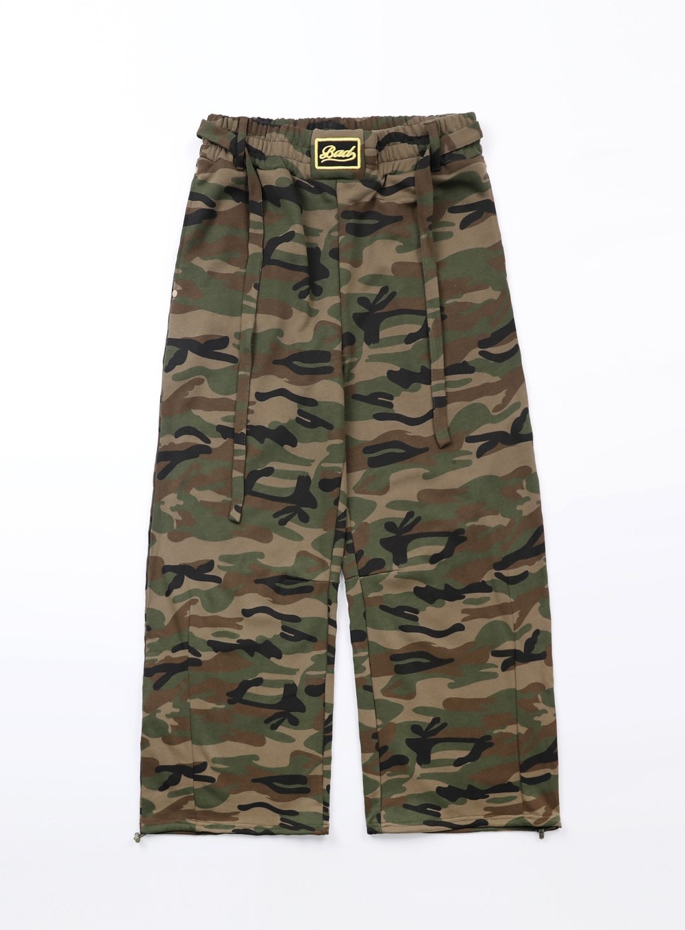 【BADBLOOD】[UNISEX] CAMO 2WAY CURVED JOGGER TROUSERS : MILITARY