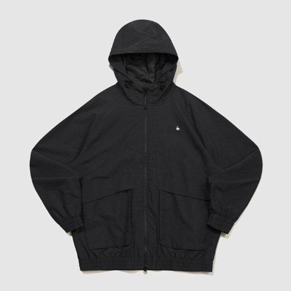 ユニフードルーズフィット裏地ジャケットブラックQQ323LJK93-BLK