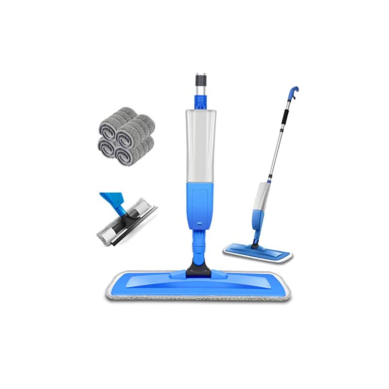 モップスプレー フロアモップ 交換用パッド4枚 向上噴水可 窓ガラス用 スクイジー ガラスワイパー付