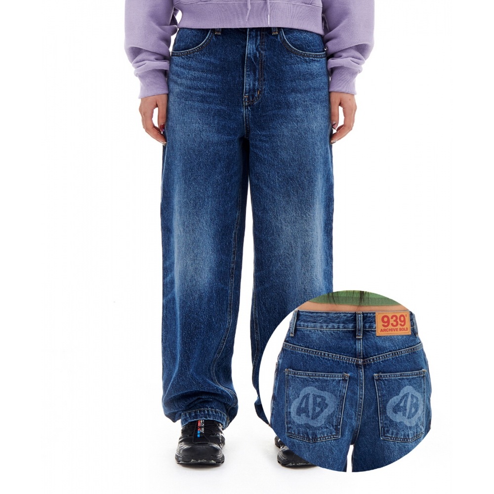 ARCHIVE BOLD RED MOSS LOGO デニムパンツ (BLUE)