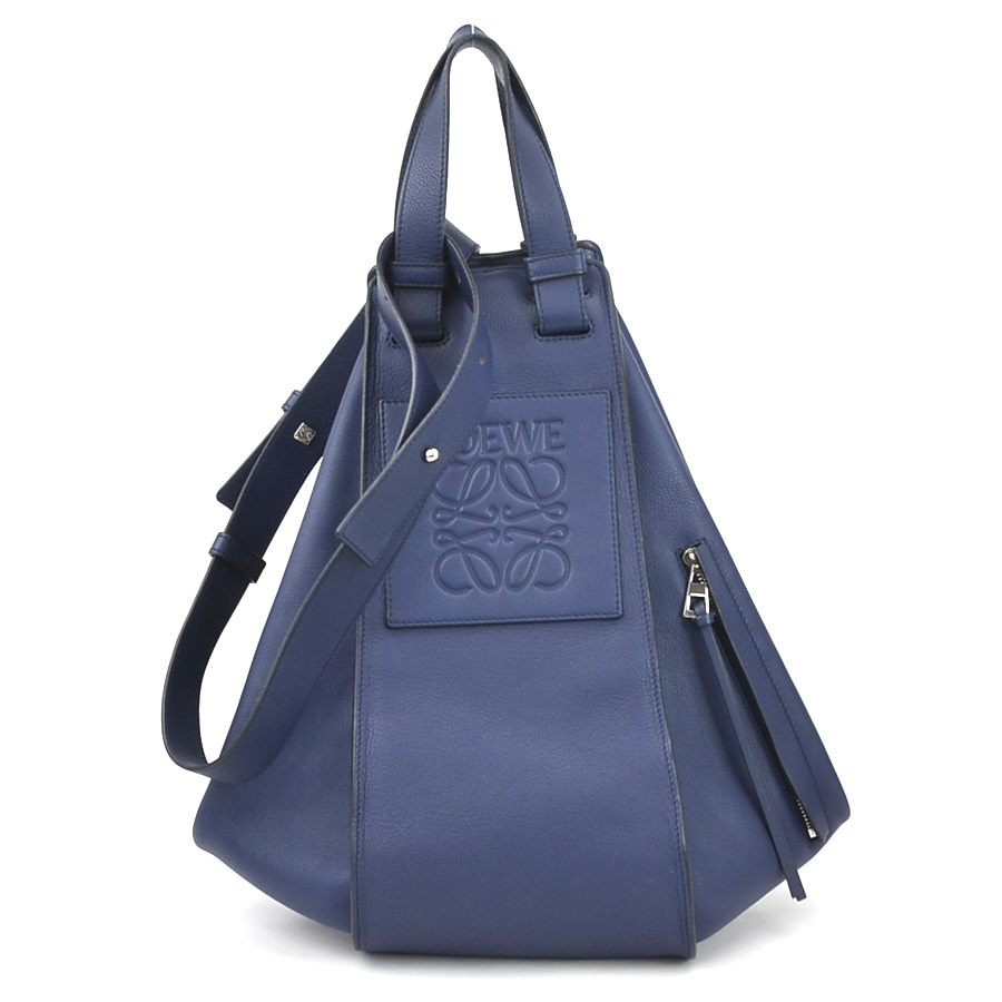 ロエベ LOEWE ハンドバッグ ショルダーバッグ ハンモック レザー ネイビー シルバー レディース e59236g