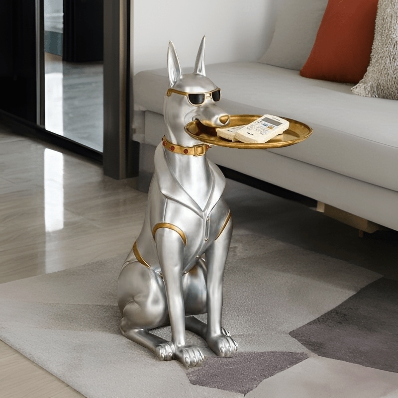 置物 オブジェ ドーベルマン トレイ 小物入れ 犬 動物 アニマルモチーフ キー収納 鍵 オーナメント インテリア ユニーク かわいい 玄関 リビング ダイニング