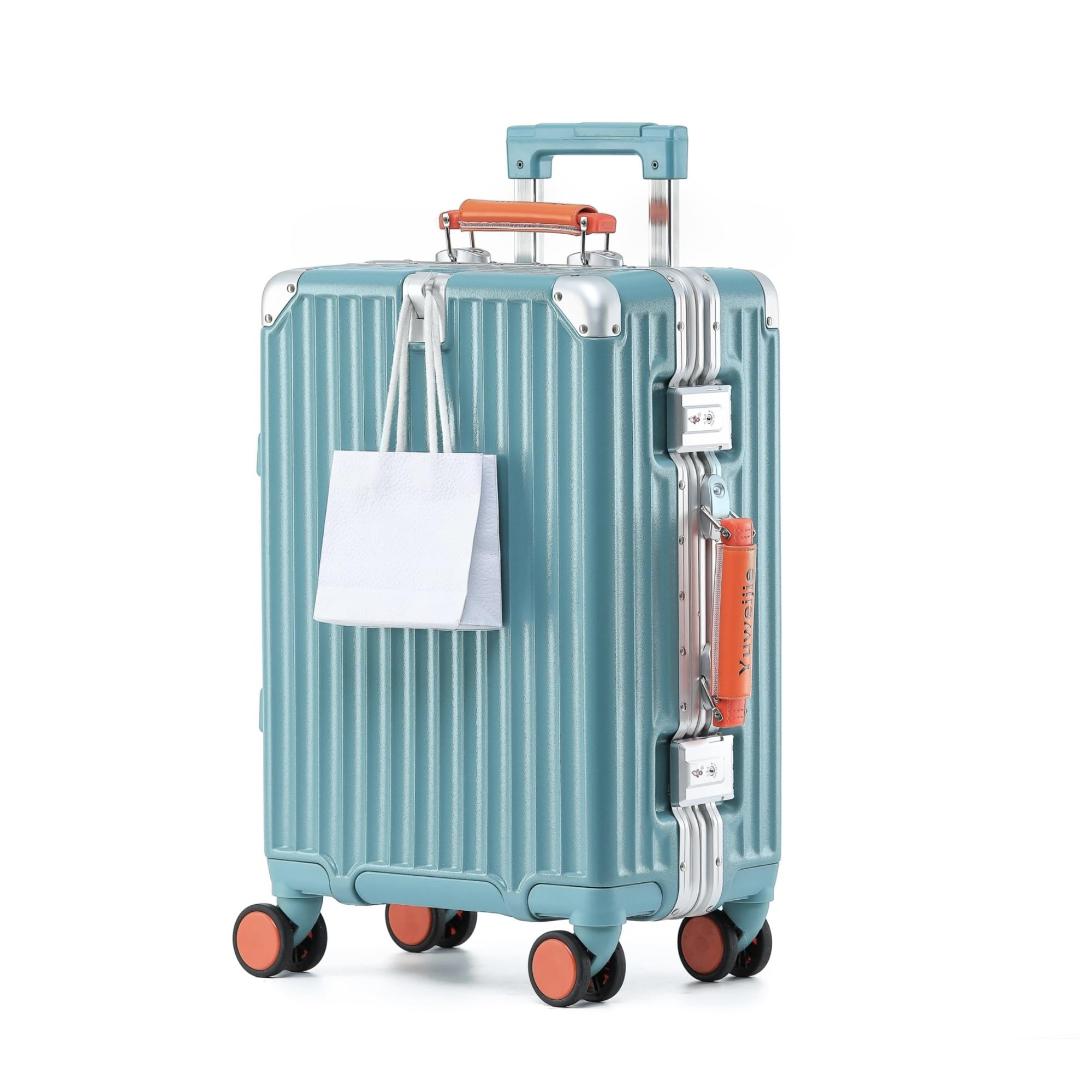 [Yuweijie] 新感覚！モダン！スーツケース キャリーケース 機内持ち込み 大型 軽量アルミフレーム式 キャリーバッグ 静音 ダブルキャスター TSAロック レトロ おしゃれなハンドル 疲れない