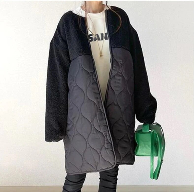 アウターひと足お先にボア ラムズウール 切り替え セミロング 着痩せ ゆったり ウォーム コート ライダース24はボアで決まり人気ボアアウターキルティングアウター 5,129円