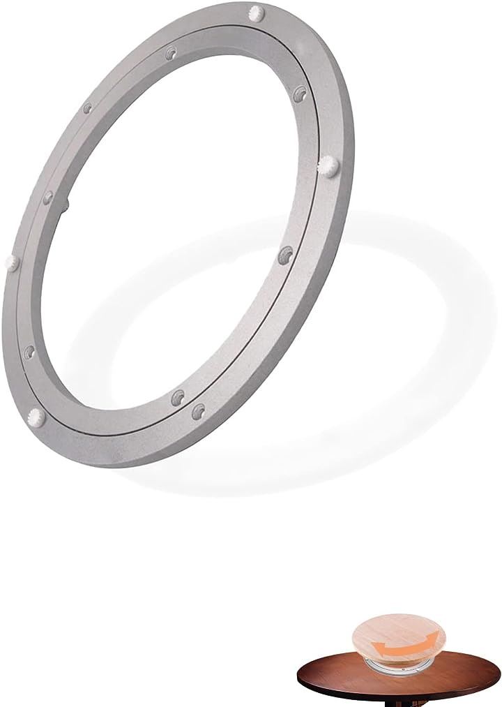 回転台 回転盤 丸型棚 アルミ製 ターンテーブル可 円卓向け(シルバー, 488mm)