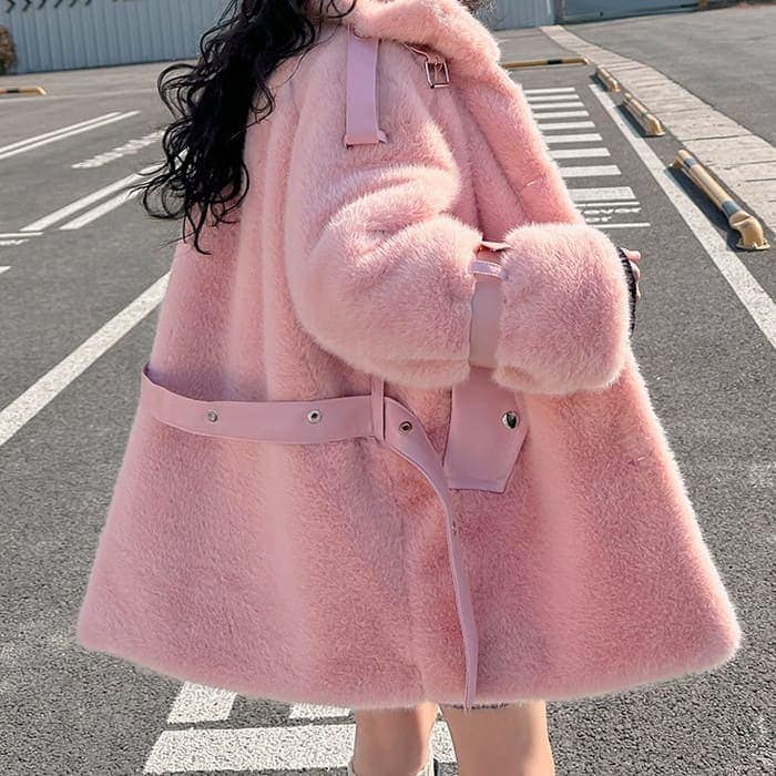 小学生 キッズ 女の子 裏起毛 ボア コート ジャケット パステルカラー ウエストベルト 春秋冬