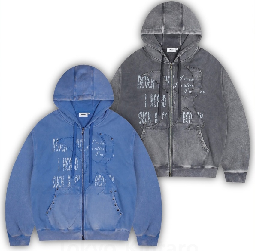 HIDE APPLIQUE SWEAT HOOD ZIP-UP (XTT119)