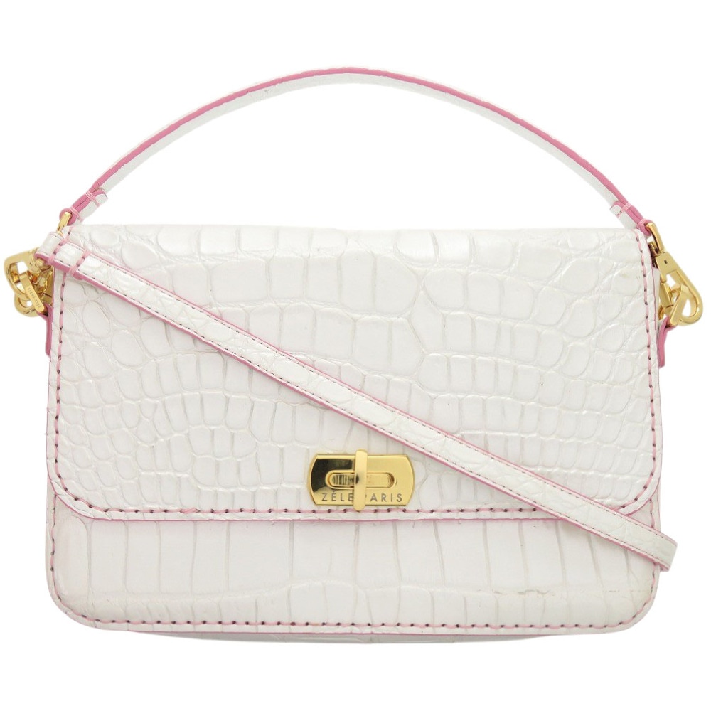 美品 ゼルパリ リライアブル ショルダーバッグ クロコダイル ホワイト 1012【中古】ZELE PARIS レディース