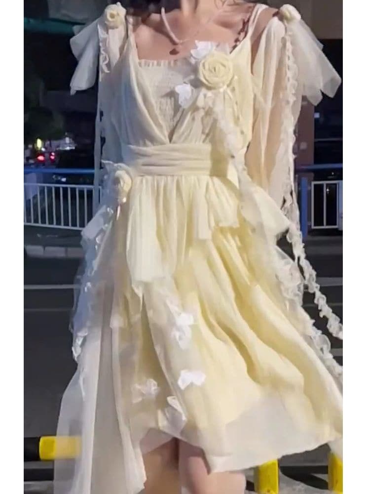 2024 夏のサスペンダードレス女性 セスヴィンテージドレス