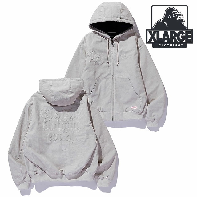 エンボスド オールドイングリッシュ フーデッド ワークジャケット [101251021002] メンズ トップス アウター ジップアップパーカー GREY