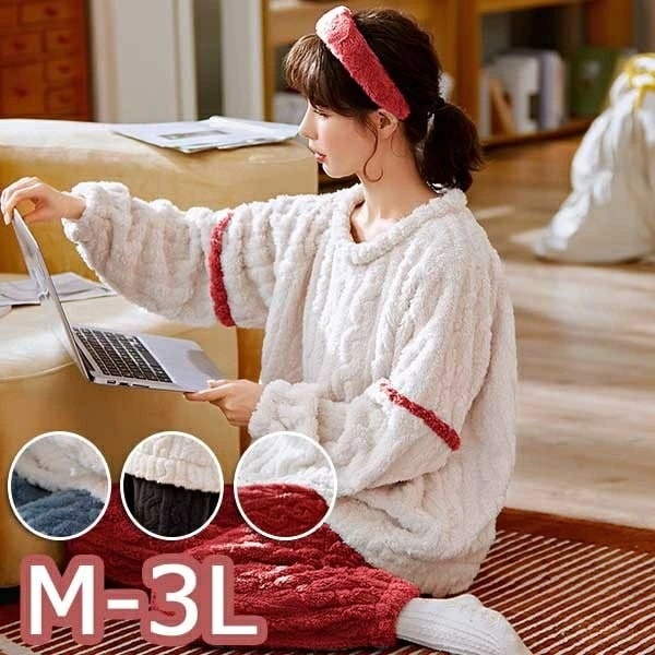 ルームウェア 寝巻き 寝間着 可愛い かわいい 暖かい ズボン付き 小柄 パジャマ 着心地よい レディース ゆったり 気持ちいい 癒し感 長袖パジャマ お揃い サンゴベルベット 冬 女の子 おしゃれ