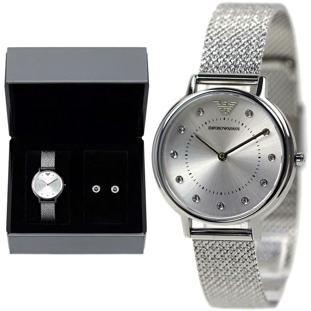 品質一番の アルマーニ ジョルジオアルマーニエンポリオ 腕時計 AR80029 ピアスセット ステンレスベルト ARMANI EMPORIO レディース その他 ブランド腕時計