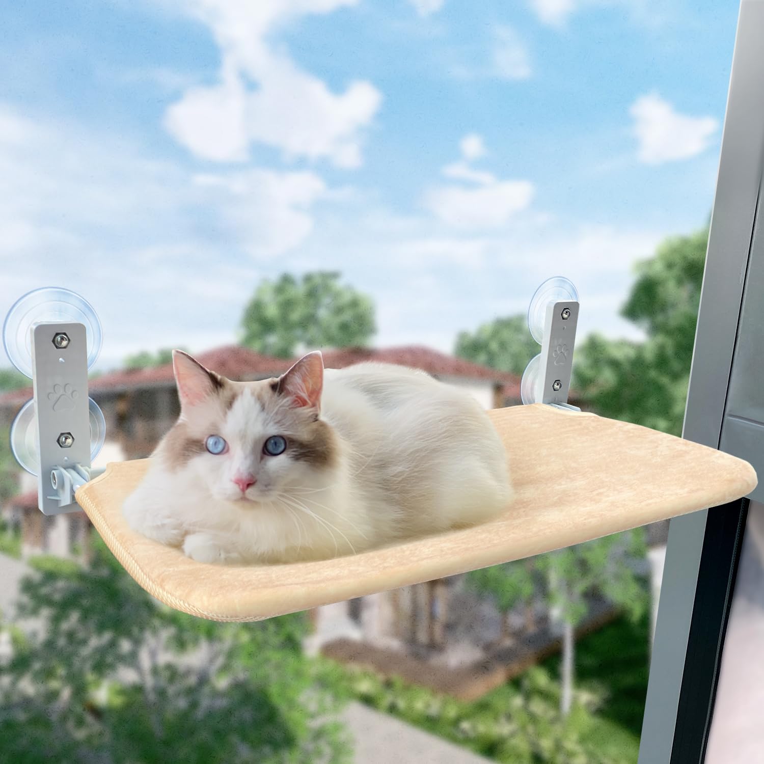 GUUSII HOME 猫ハンモック 折畳み式猫ハンモック 吸盤 猫窓用ハンモック 猫窓ベッド 窓ハンモック 猫窓ベッド 吸盤式 ペットベッド ねこ ネコ キャットハンモック キャットマット 窓際マッ