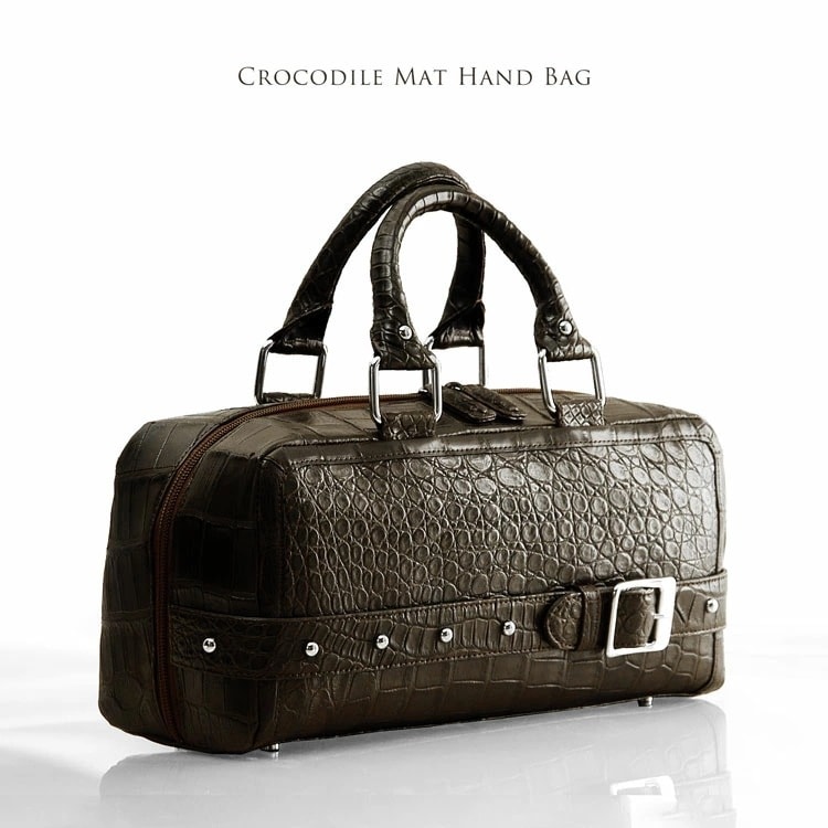 クロコダイル マット タウンバッグ ダークブラウン クロコダイル保証書付き ギフト (No.9314