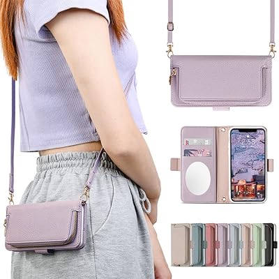 iPhone 15PRO スマホケース アイフォン 15PRO 財布型 携帯カバー小銭入れ iPhone 15PRO 手帳 ケース 楕円形ミラー付き おしゃれ スマホ カード収納 かわいいアイフォン1