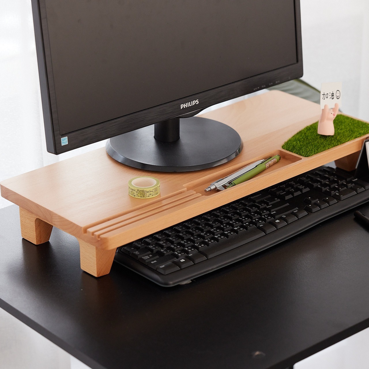 モニターラック モニター台 天然木 パソコンラック パソコン台 PCラック 木製 ウッド かわいい おしゃれ スマホ立て 卓上 机上 整理 トスム