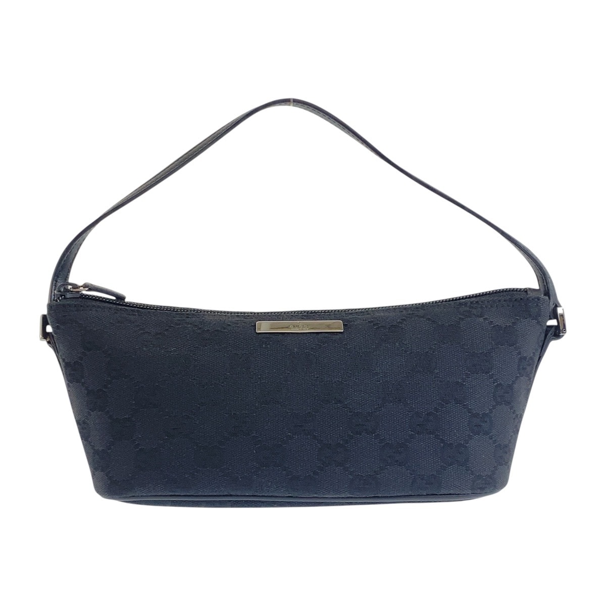 美品 ブラック 黒 シルバー金具 GGキャンバス/レザー 07198 ハンドバッグ アクセサリーポーチ レディース 502996