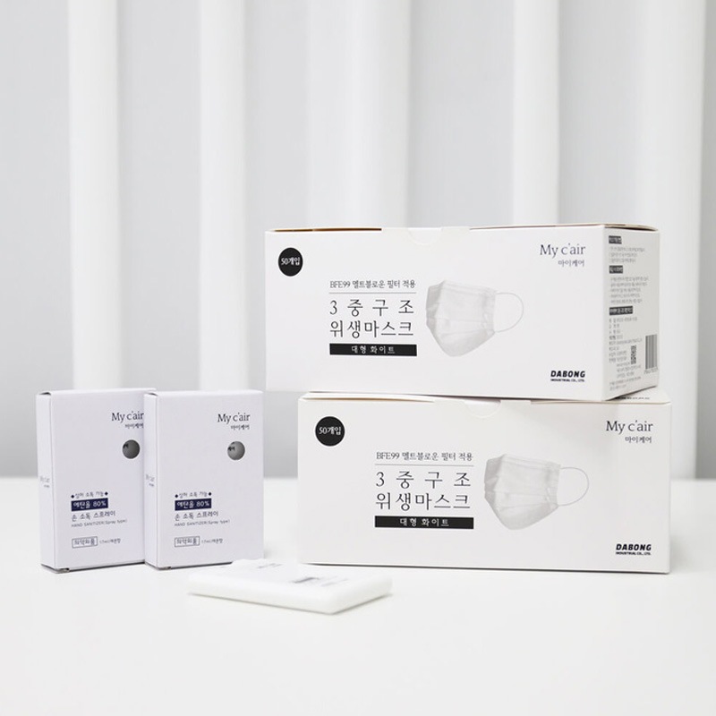 [デイリー防疫キット] 手消毒スプレー17ml(2個)+3重構造衛生マスク50入(2個) 韓国マスク MBフィルター