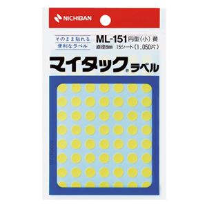 (まとめ) ニチバン マイタック カラーラベル 円型 直径8mm 黄 ML-1512 1パック(1050片：70片×15シート) (×30セット)