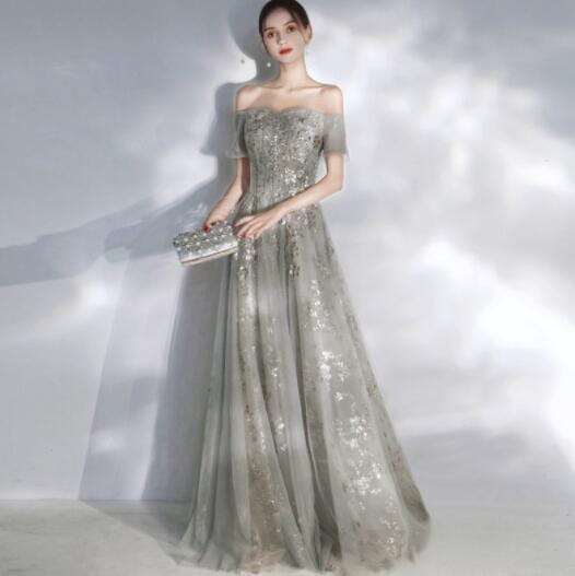 オフショルダー　二次会　パーティー　結婚式　2色選択可能　披露宴　ロングドレス　イブニングドレス 7,448円