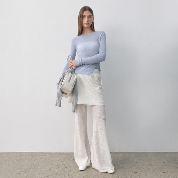 (PT-5625)SIDE STRING LACE SKIRT PANTS