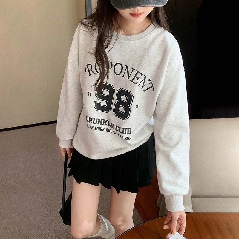 カシミヤタッチ ロンT 花柄 ラウンドネック スウェット レディース 春 新作 ゆったり カジュアル トップス