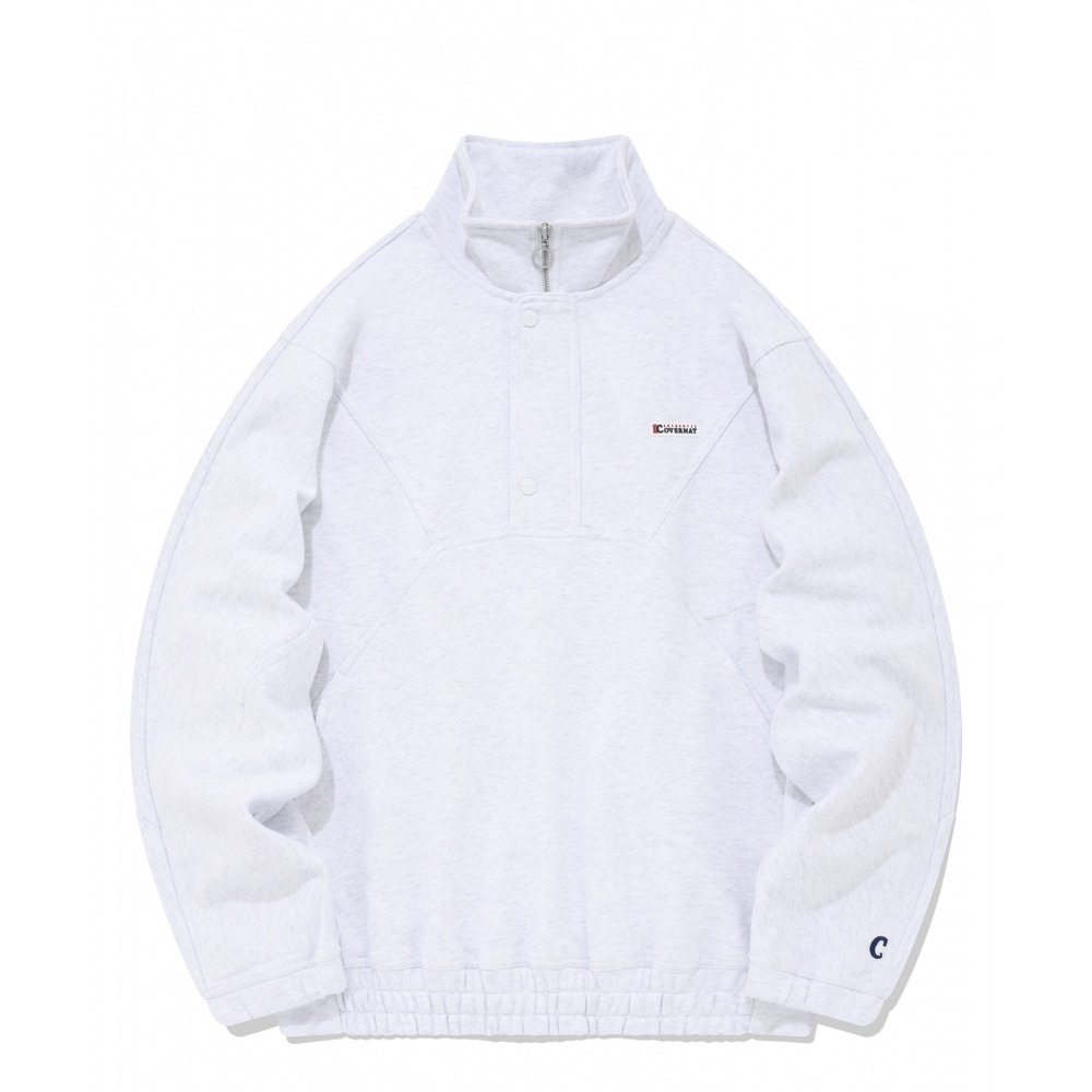 COVERNATオーバーフィットシェブロンスウェットアノラックヘッダーグレーTシャツ