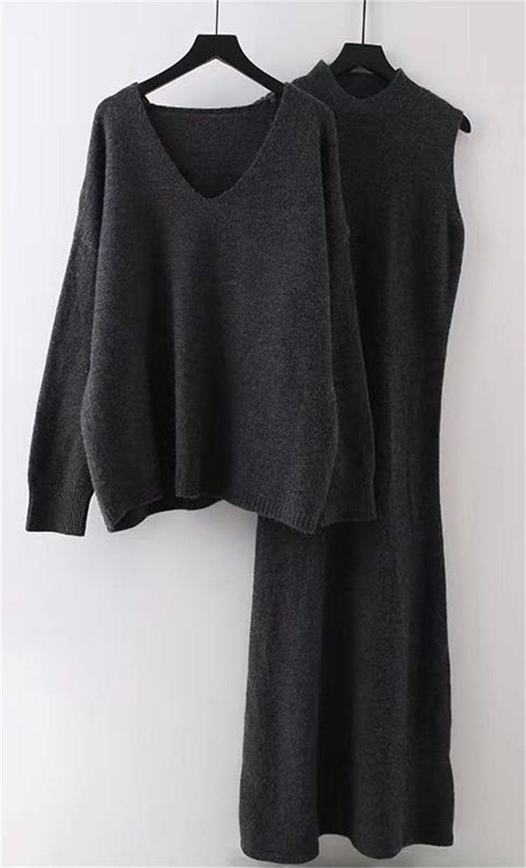 早い者勝ち セットアップ ロングスカート 長袖 セーター スリム 気質 快適である ニットトップス ジャンパースカート