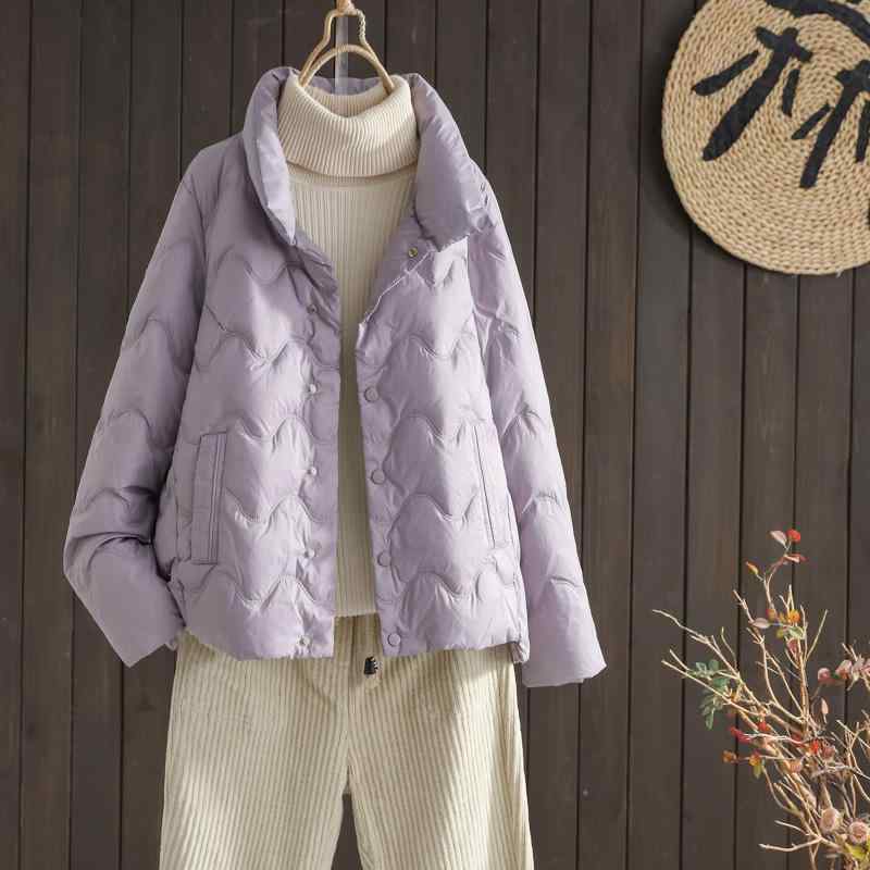 秋服 レディース ファッション オシャレ カワイイ シンプル 大人カワイイ 大きいサイズ スタンドカラー ダウン パッド ジャケット 冬 キルティング 厚手 暖かい 綿 パッド入り