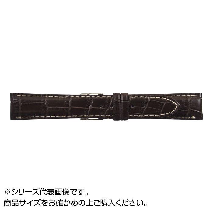 MIMOSA(ミモザ) 時計バンド クロコマット 20mm ブラウン/ホワイトステッチ (美錠:銀) WRM-BW20